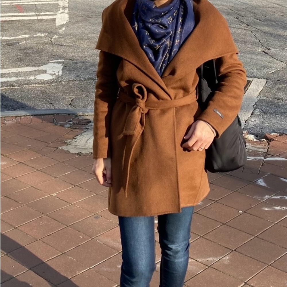 TAHARI DOUBLE FACE WOOL WRAP COAT